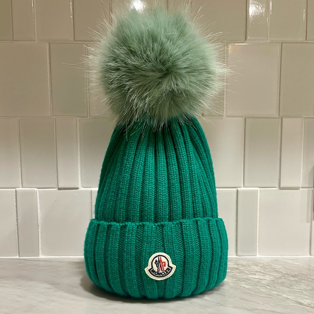 Moncler Wool Beanie with Pom Pom